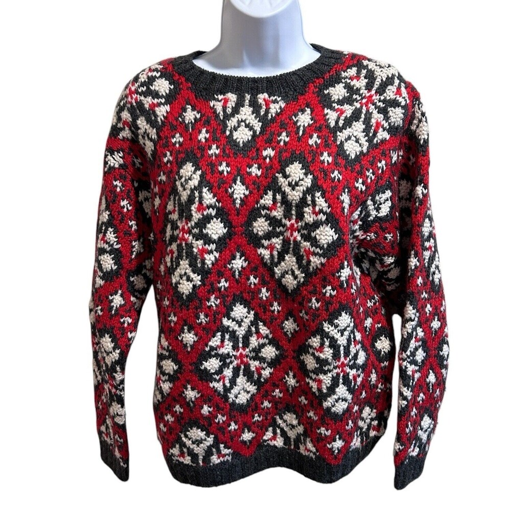 Gorgeous Vintage Wool Hand Knit Lands End Size Small 6 8 Sweater